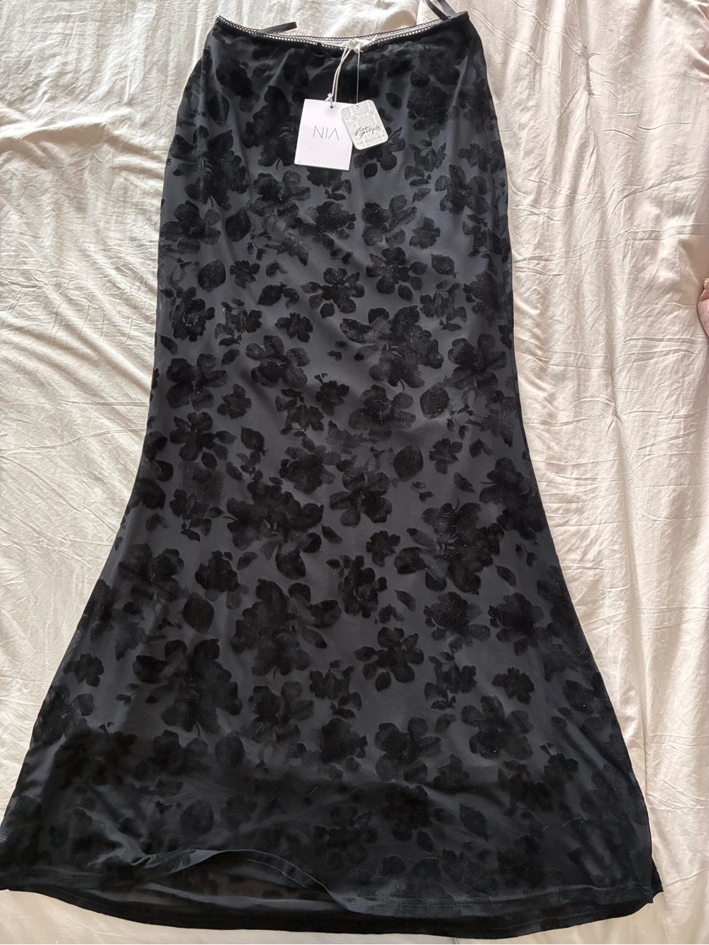 FP. Semi sheer black burnout maxi